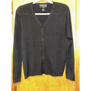 August Silk Black Women's Button Up Cardigan Sweater Size XL